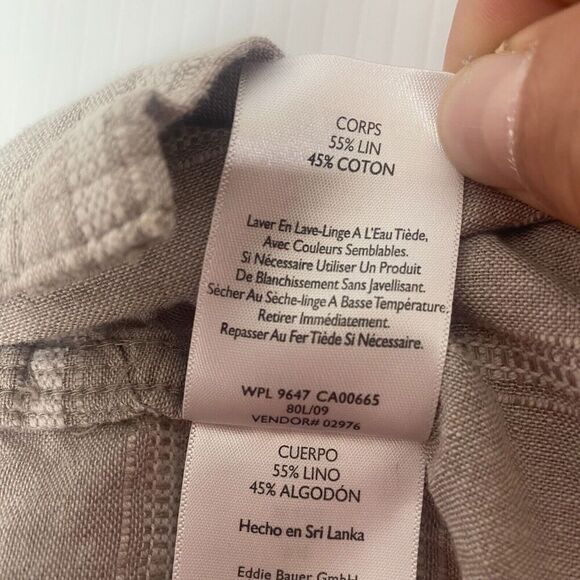 Eddie Bauer Shirt Mens Size XL Beige White Striped Linen Blend Button Up Outdoor - Picture 12 of 16